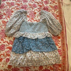 Loveshackfancy blue mini dress